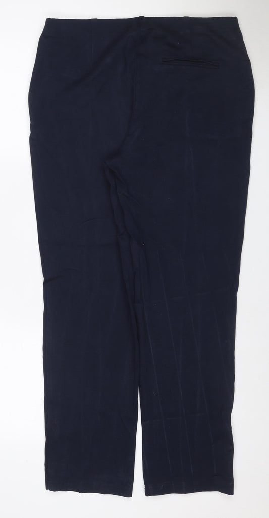 Marks Spencer Women Navy UK 14 Stretch Straight Tailored Trousers