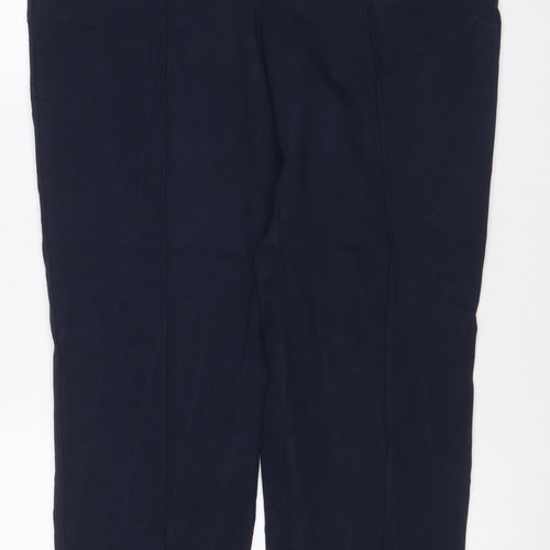 Marks Spencer Women Navy UK 14 Stretch Straight Tailored Trousers