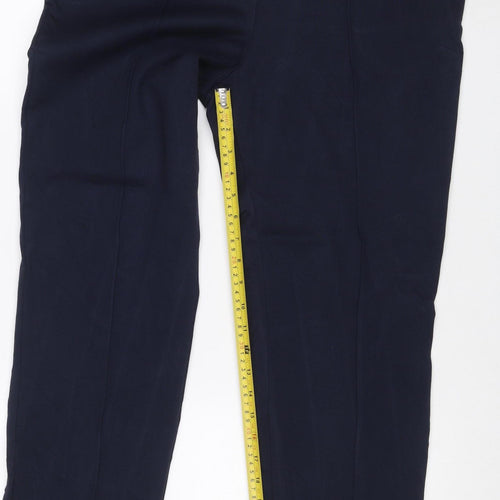 Marks Spencer Women Navy UK 14 Stretch Straight Tailored Trousers