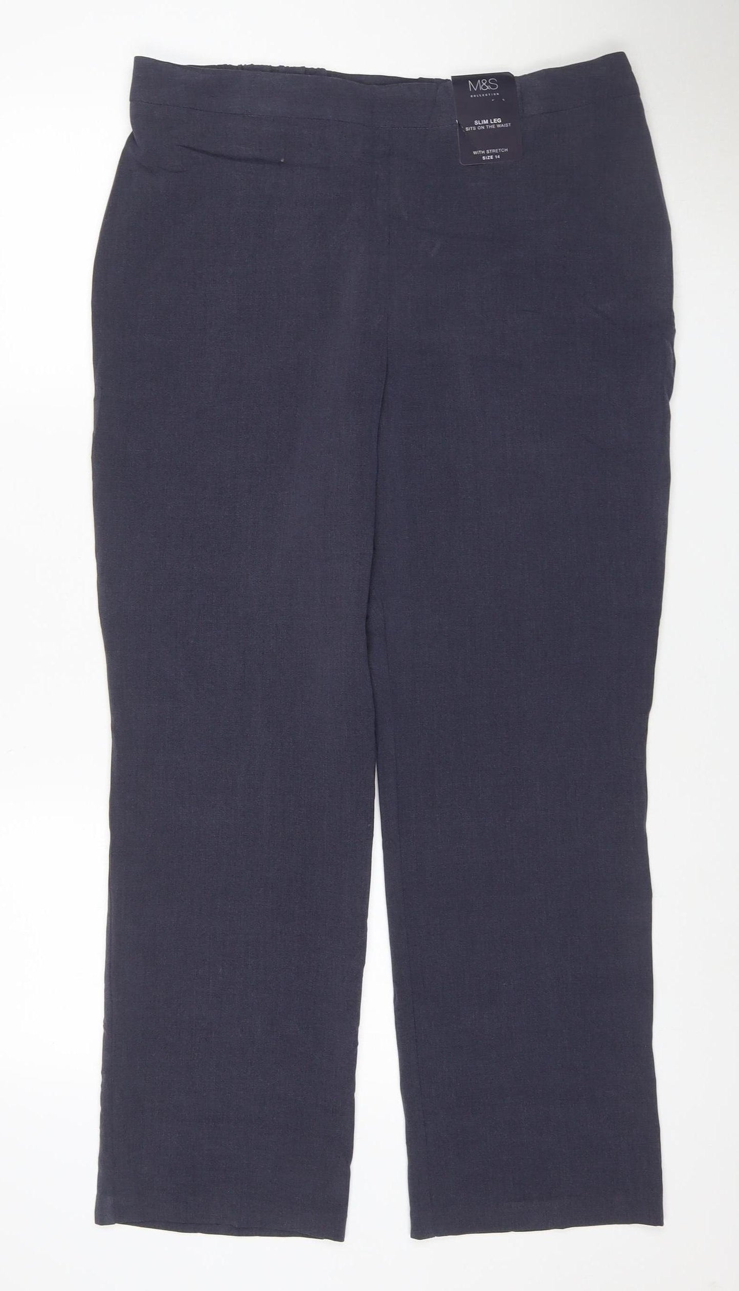 Marks & Spencer Women’s Navy UK 14 Slim Leg Stretch Trousers