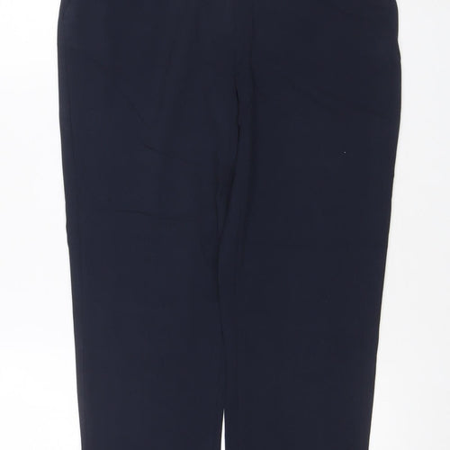 Marks & Spencer Women Blue UK 18 Petite Wide Leg Tailored Trousers