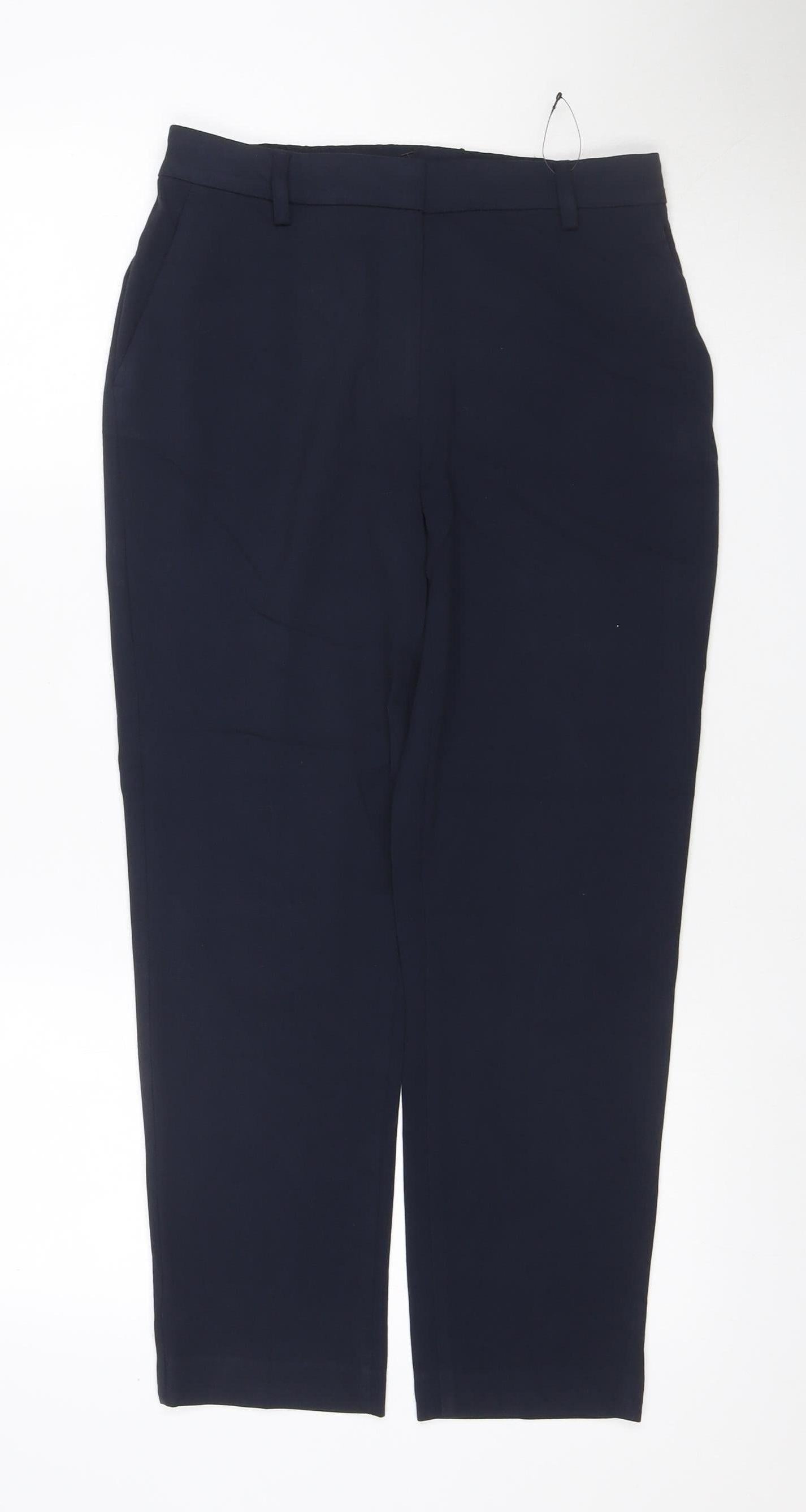 Marks & Spencer Women Blue UK 18 Petite Wide Leg Tailored Trousers