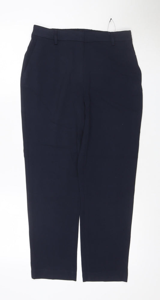 Marks & Spencer Women Blue UK 18 Petite Wide Leg Tailored Trousers