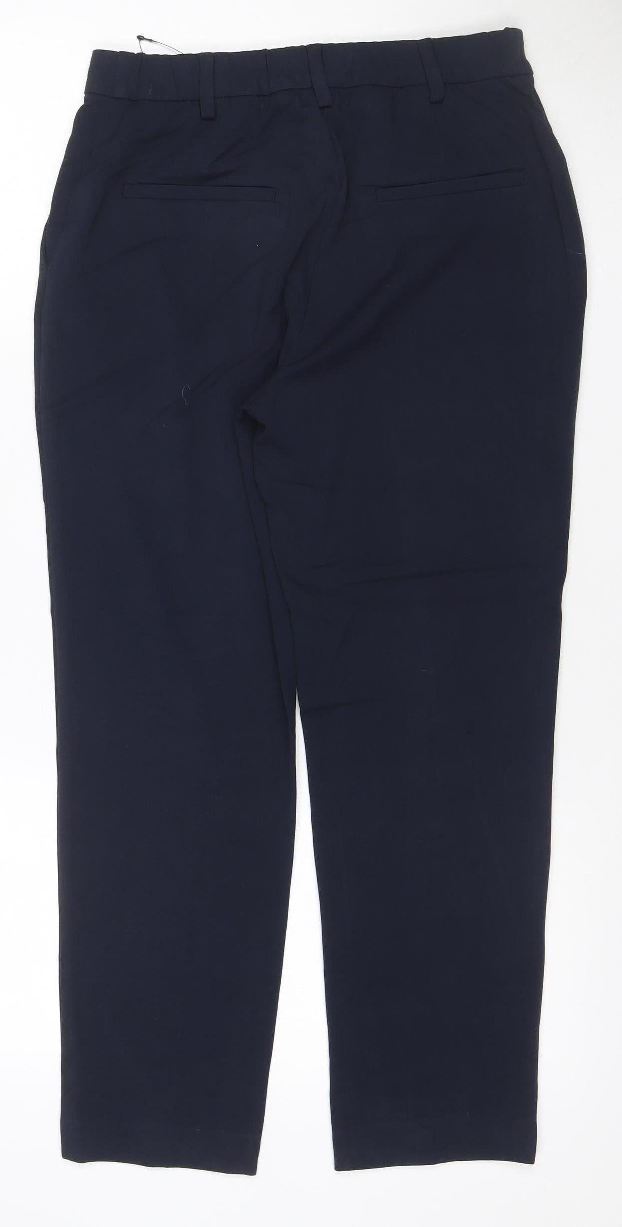 Marks & Spencer Women Blue UK 18 Petite Wide Leg Tailored Trousers