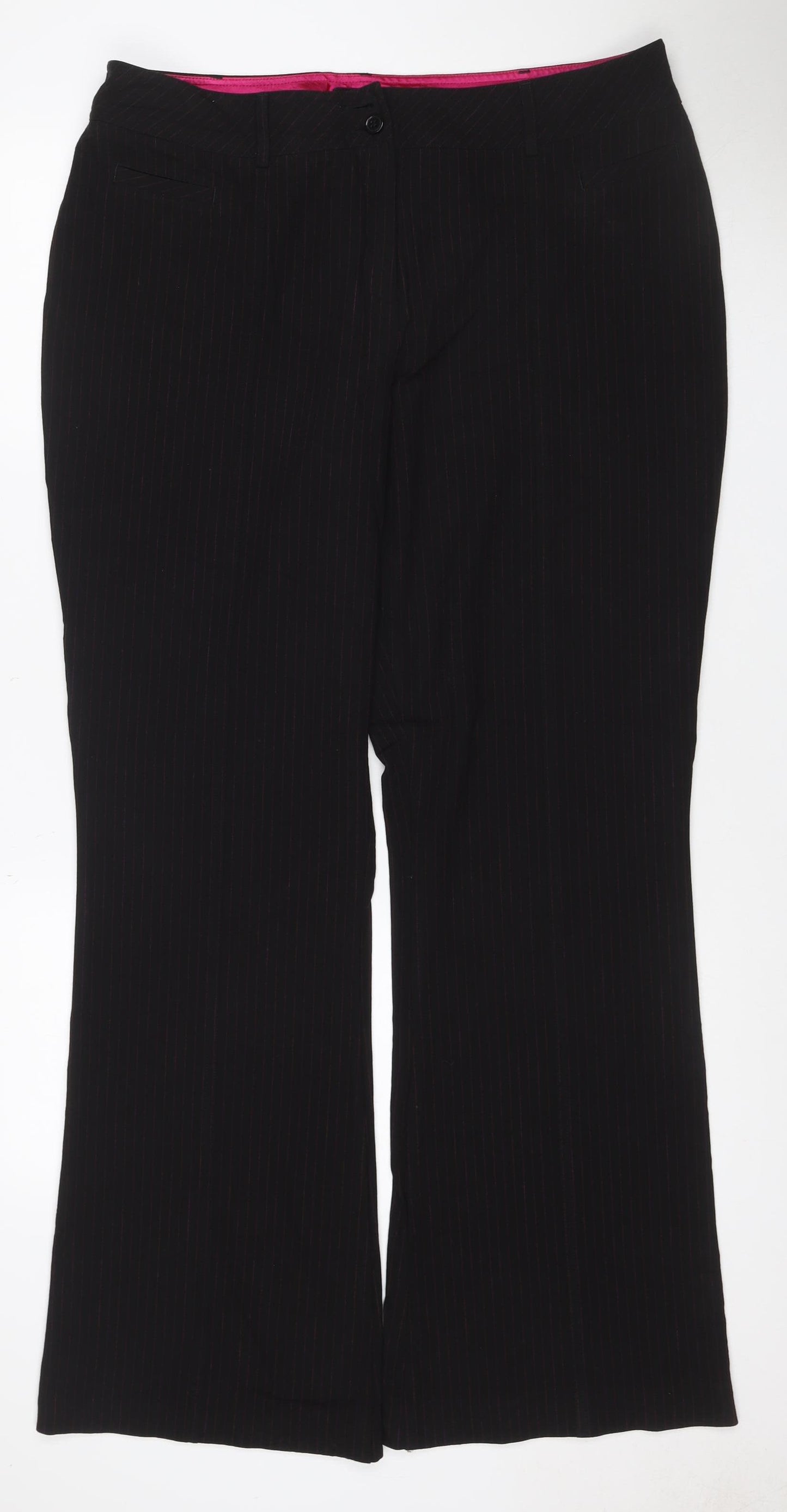 Marks & Spencer Women Black UK 18 Long Pinstripe Dress Trousers