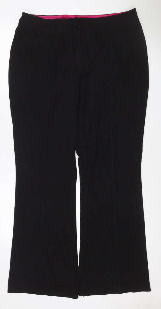 Marks & Spencer Women Black UK 18 Long Pinstripe Dress Trousers
