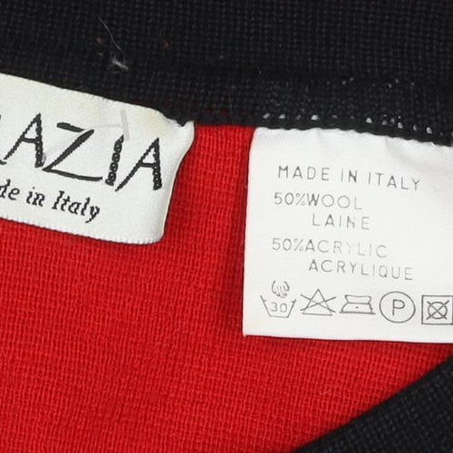 Grazia Women Red Black Argyle Cardigan UK 22 Wool Blend Long Sleeve