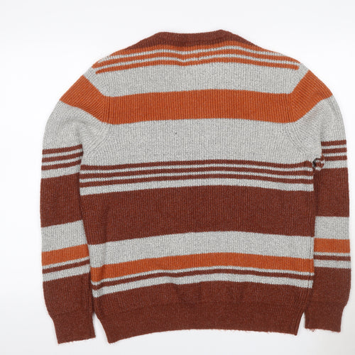 Marks and Spencer Men’s Brown Striped Chunky Knit Crew Neck Jumper L
