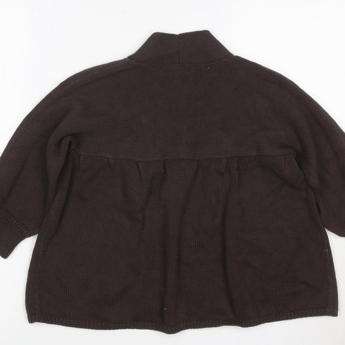 Kenneth Cole Women Brown XS Cotton Shawl Collar 3/4 Sleeve Cardigan