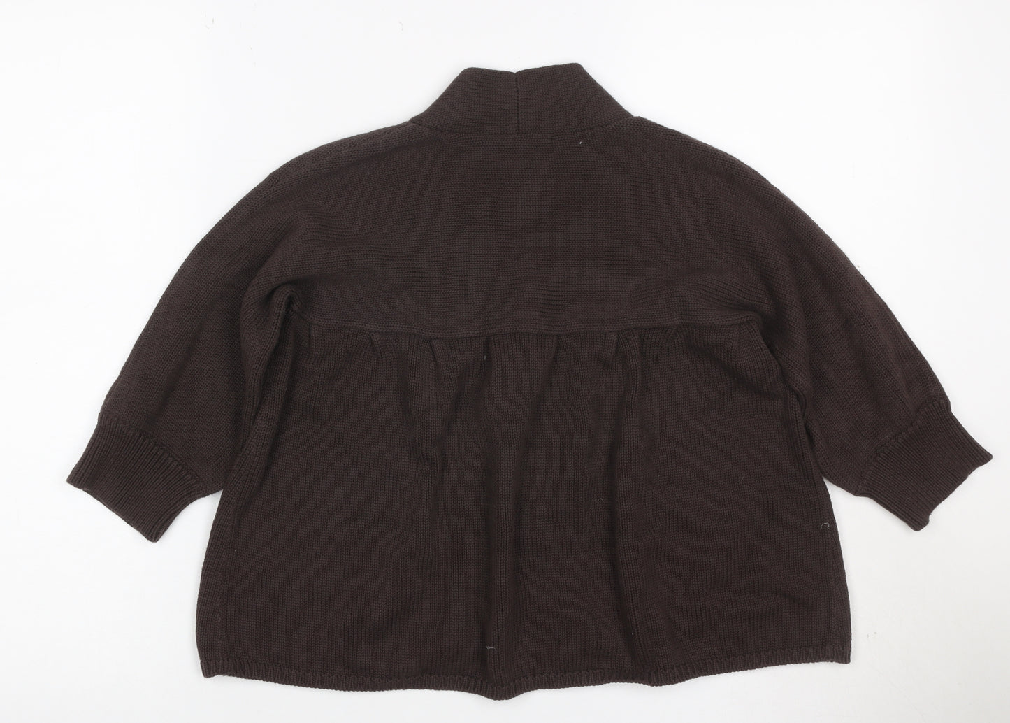 Kenneth Cole Women Brown XS Cotton Shawl Collar 3/4 Sleeve Cardigan