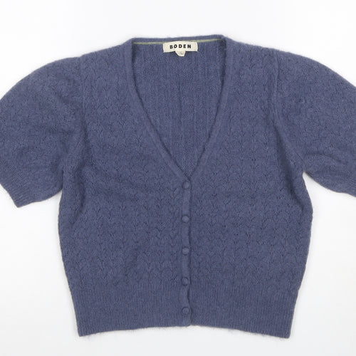 Boden Women’s Blue XS Wool Cashmere V-Neck Balloon Sleeve Cardigan