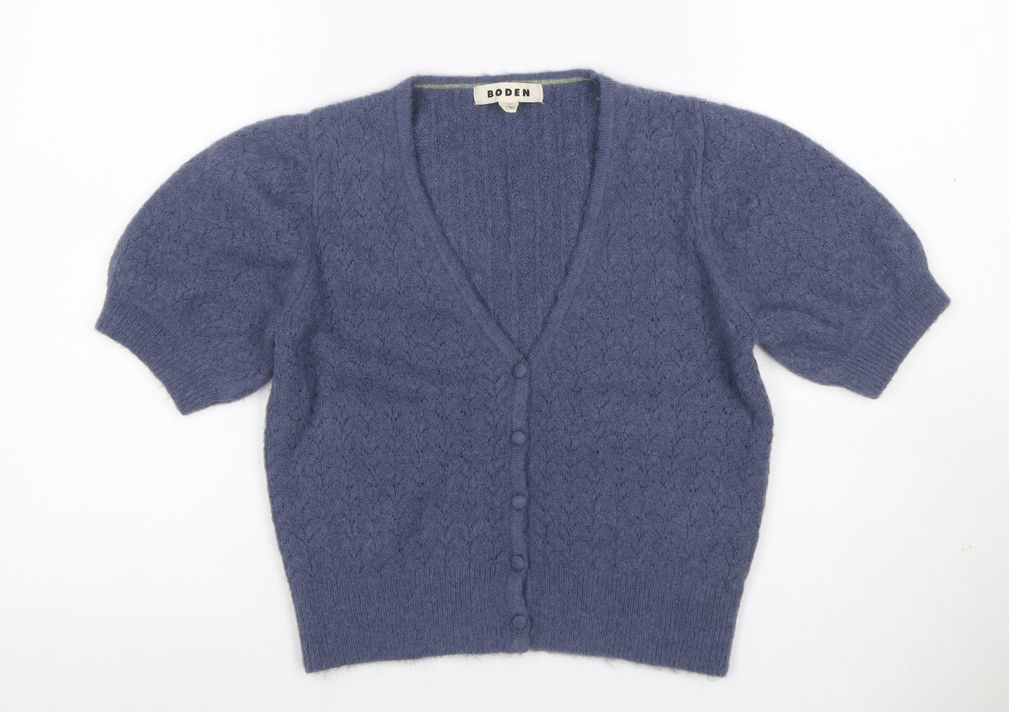 Boden Women’s Blue XS Wool Cashmere V-Neck Balloon Sleeve Cardigan