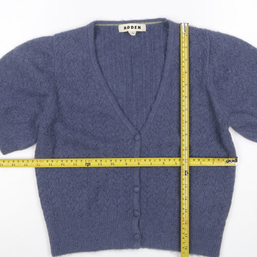 Boden Women’s Blue XS Wool Cashmere V-Neck Balloon Sleeve Cardigan