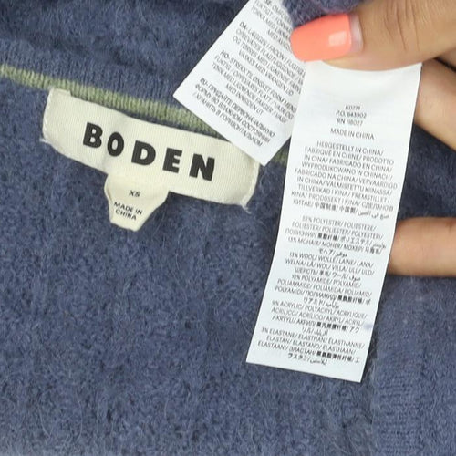 Boden Women’s Blue XS Wool Cashmere V-Neck Balloon Sleeve Cardigan