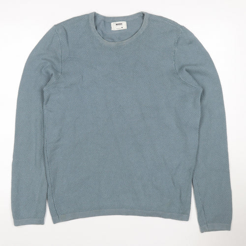 Maddox Men’s Blue Cotton Knit Crew Neck Pullover Jumper Size M