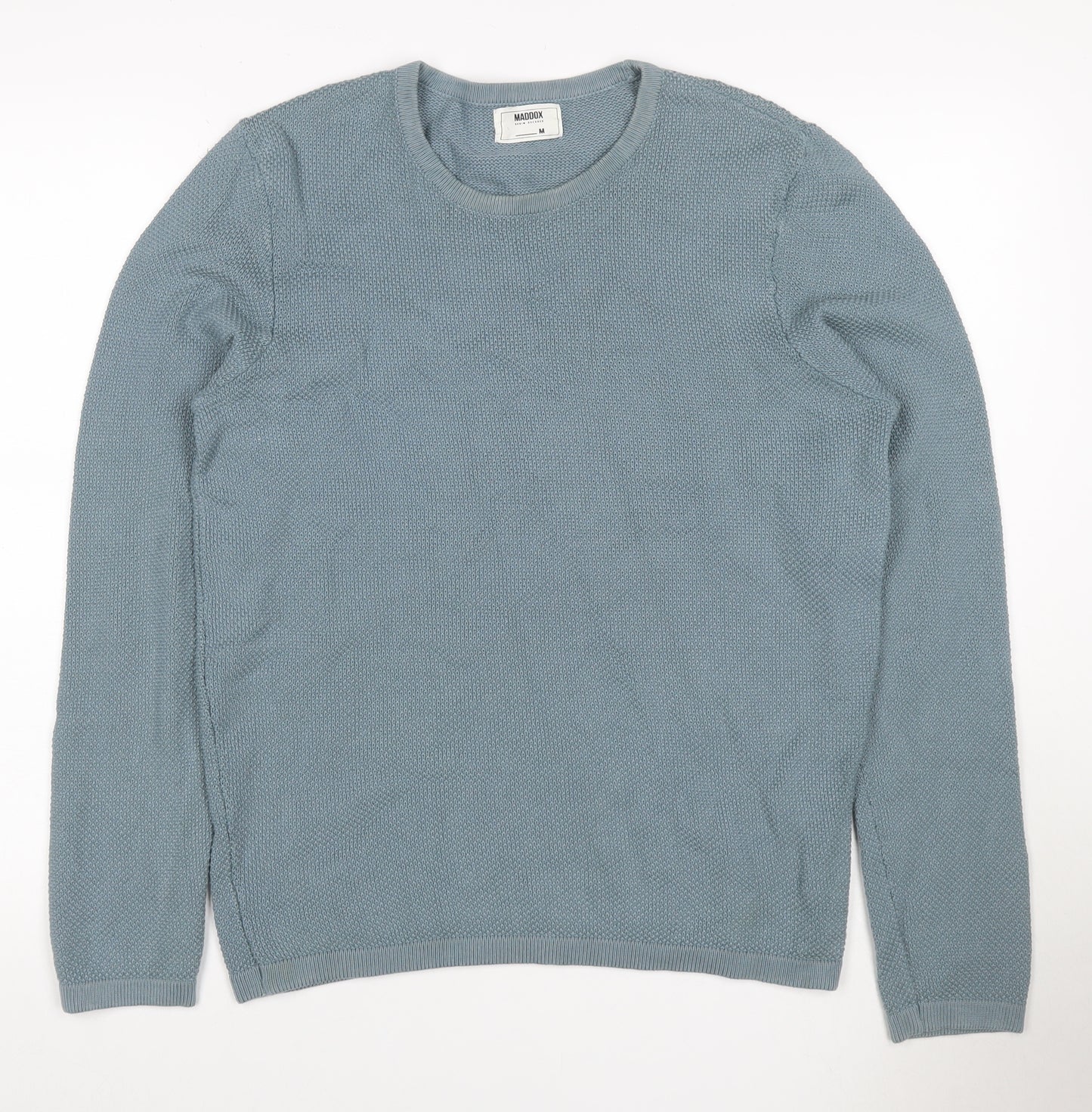 Maddox Men’s Blue Cotton Knit Crew Neck Pullover Jumper Size M
