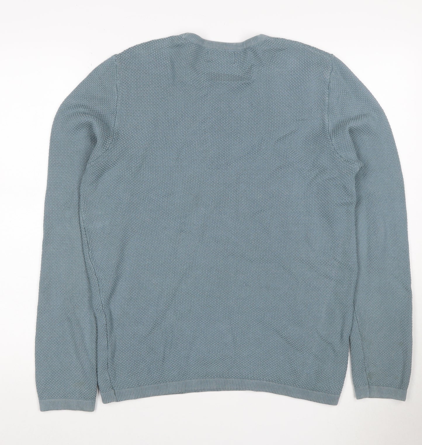 Maddox Men’s Blue Cotton Knit Crew Neck Pullover Jumper Size M