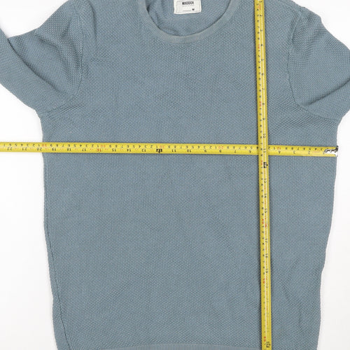 Maddox Men’s Blue Cotton Knit Crew Neck Pullover Jumper Size M