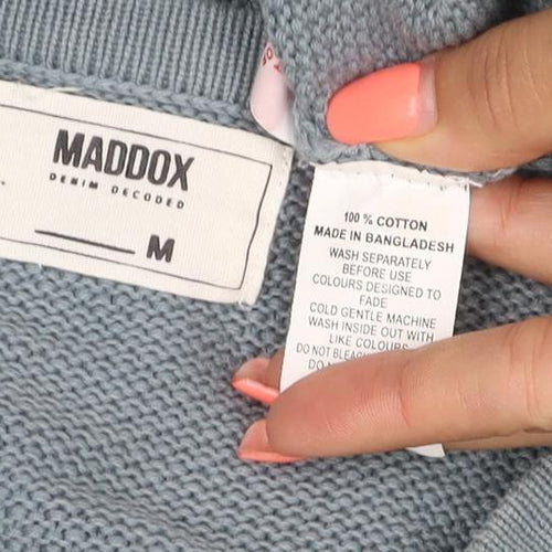 Maddox Men’s Blue Cotton Knit Crew Neck Pullover Jumper Size M