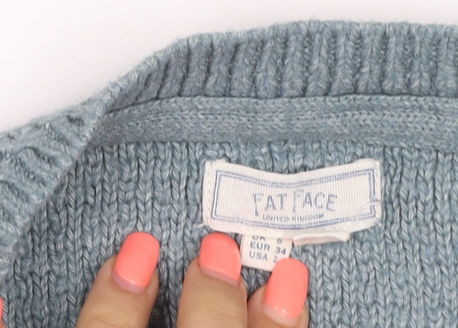 Fat Face Women’s Blue Knit Crew Neck Pullover Jumper UK 6