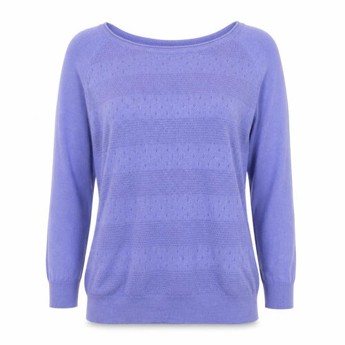 FatFace Women Purple UK 10 Round Neck Pointelle Knit Wool Silk Jumper
