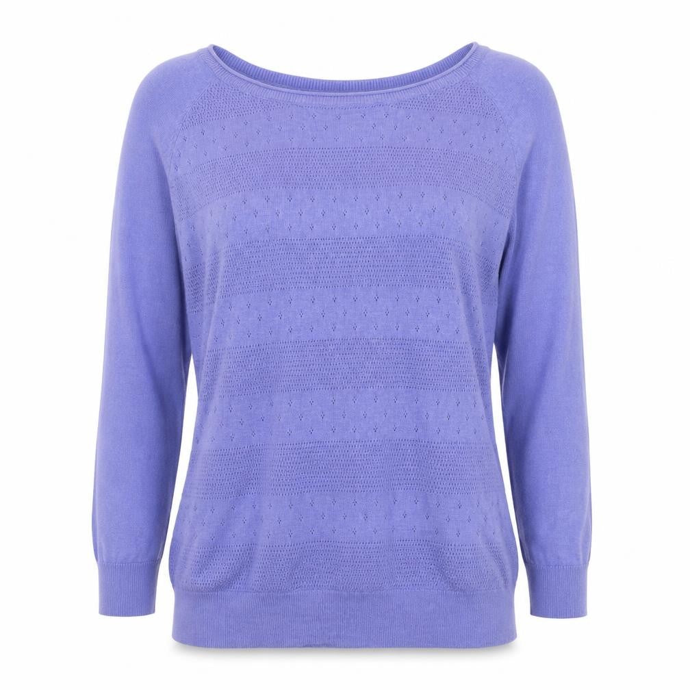 FatFace Women Purple UK 10 Round Neck Pointelle Knit Wool Silk Jumper