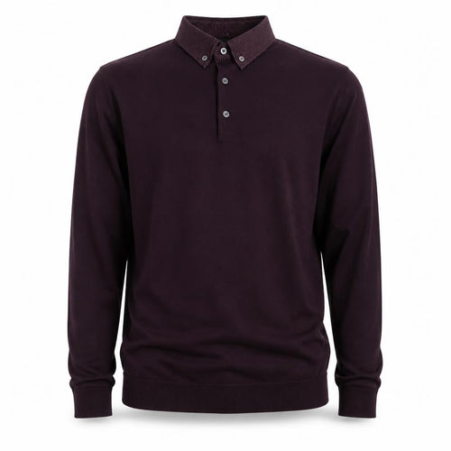 Next Men Purple M Long Sleeve Button-Down Collar Polo Shirt
