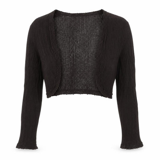 Monsoon Women Brown UK 12 Cropped Knit V-Neck Long Sleeve Top
