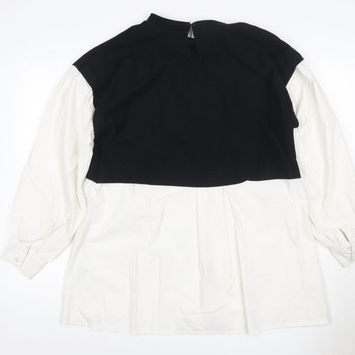 Noisy May Women Black White L Layered High Neck Shirt Dress