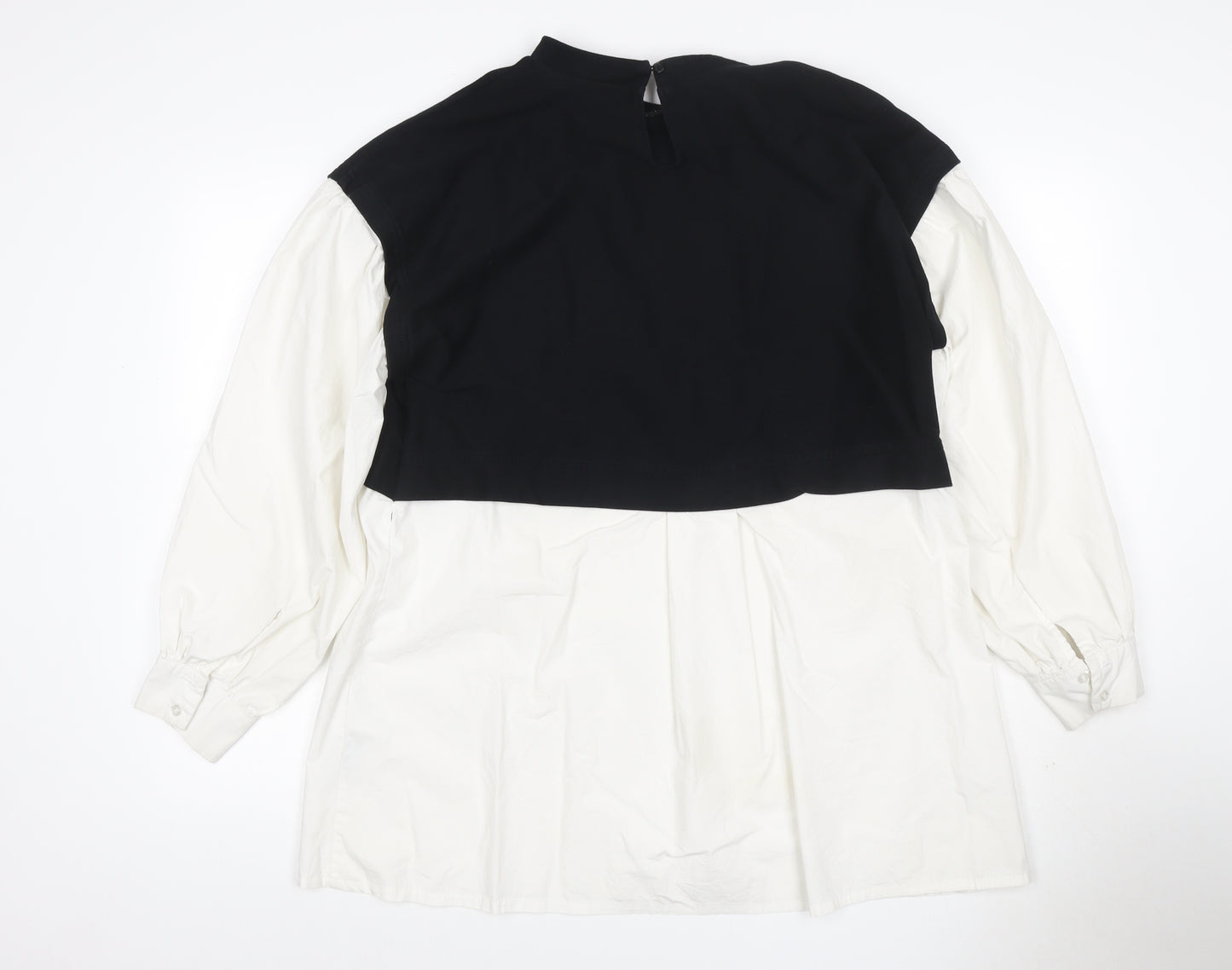 Noisy May Women Black White L Layered High Neck Shirt Dress