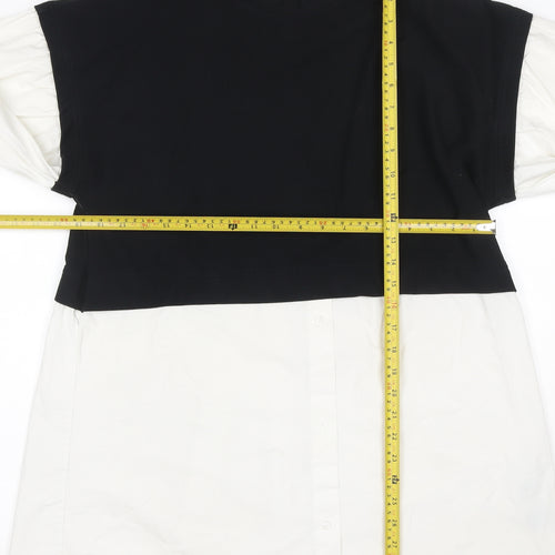 Noisy May Women Black White L Layered High Neck Shirt Dress