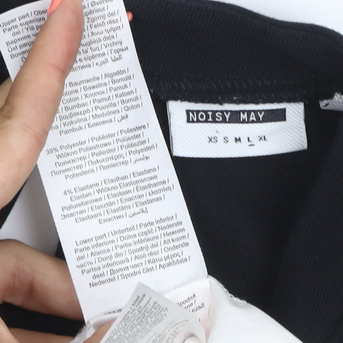 Noisy May Women Black White L Layered High Neck Shirt Dress