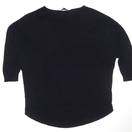 COS Women Black L Viscose Knit Tunic Top 3/4 Raglan Sleeve