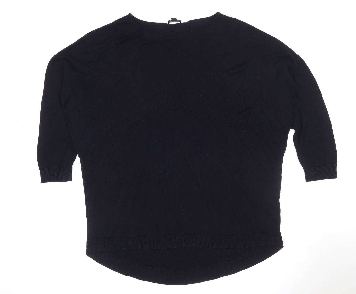 COS Women Black L Viscose Knit Tunic Top 3/4 Raglan Sleeve