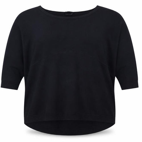 COS Women Black L Viscose Knit Tunic Top 3/4 Raglan Sleeve