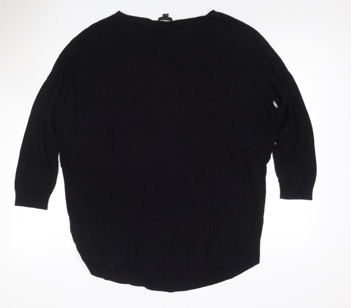 COS Women Black L Viscose Knit Tunic Top 3/4 Raglan Sleeve