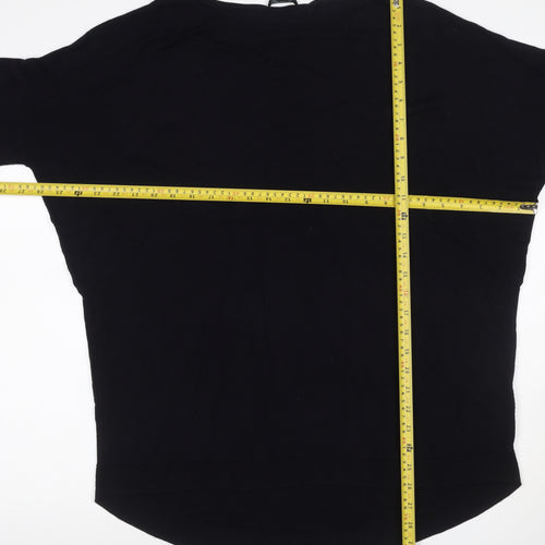 COS Women Black L Viscose Knit Tunic Top 3/4 Raglan Sleeve