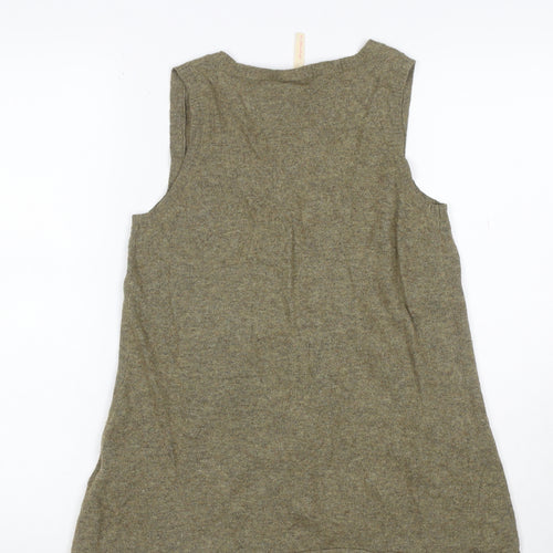 White Stuff Women’s Green Linen Knit Button Front Tank Top UK 12