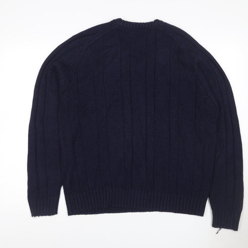 P.G. Field Men’s Blue Large Cable Knit V-Neck Acrylic Pullover Jumper