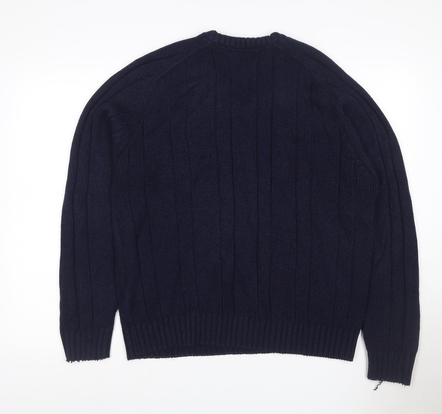 P.G. Field Men’s Blue Large Cable Knit V-Neck Acrylic Pullover Jumper