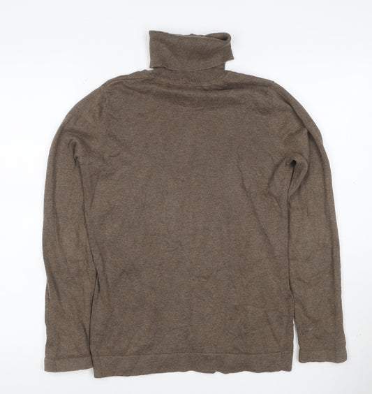 Aigle Women’s Brown M Cotton Cashmere High Neck Henley Jumper