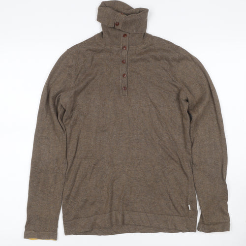 Aigle Women’s Brown M Cotton Cashmere High Neck Henley Jumper