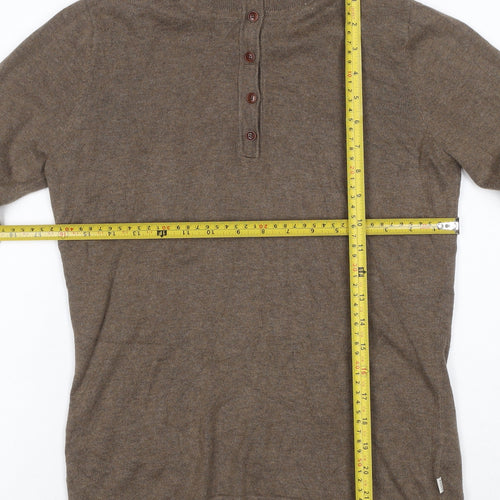 Aigle Women’s Brown M Cotton Cashmere High Neck Henley Jumper