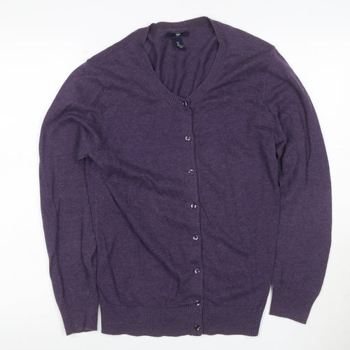 Gap Women’s Purple XL V-Neck Button Front Fine Knit Cardigan