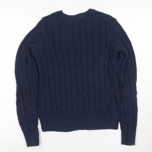 U.S. Polo Assn. Women’s Blue UK 10 Cable Knit Cotton Jumper