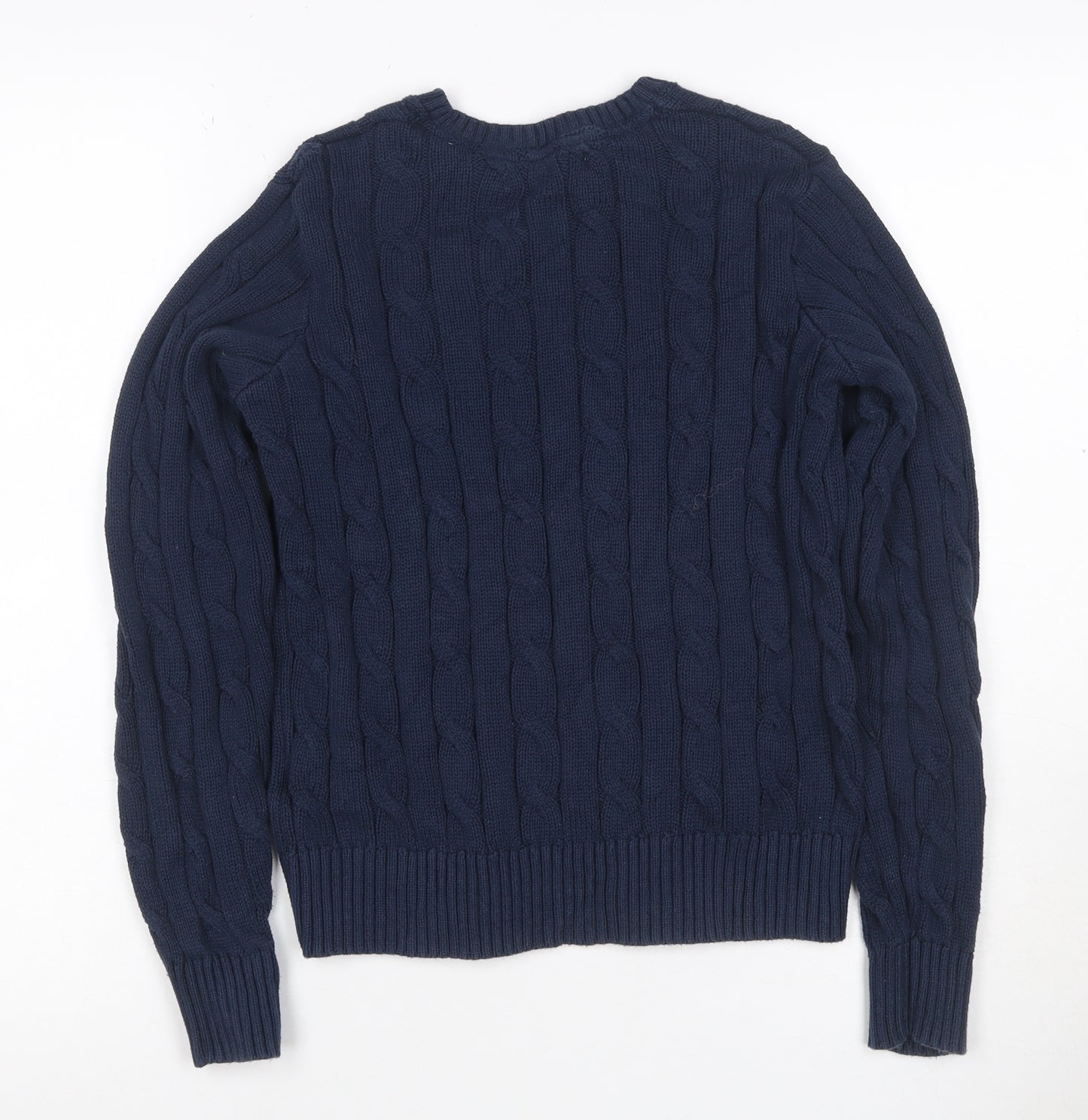 U.S. Polo Assn. Women’s Blue UK 10 Cable Knit Cotton Jumper
