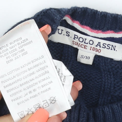 U.S. Polo Assn. Women’s Blue UK 10 Cable Knit Cotton Jumper