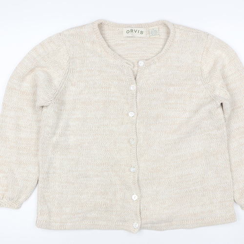 Orvis Women Ivory L Ramie Cotton Button Knit Cardigan