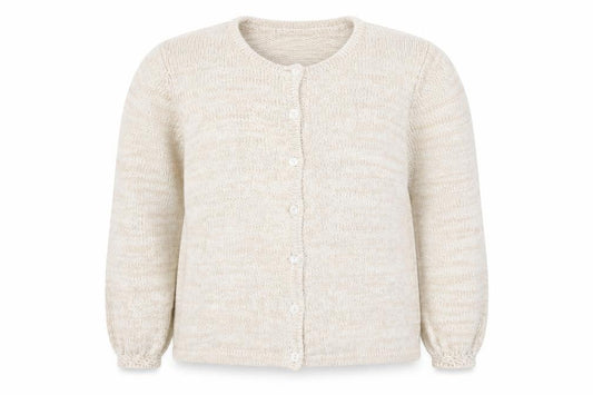Front view of Orvis Women Ivory L Ramie Cotton Button Knit Cardigan