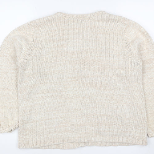 Orvis Women Ivory L Ramie Cotton Button Knit Cardigan